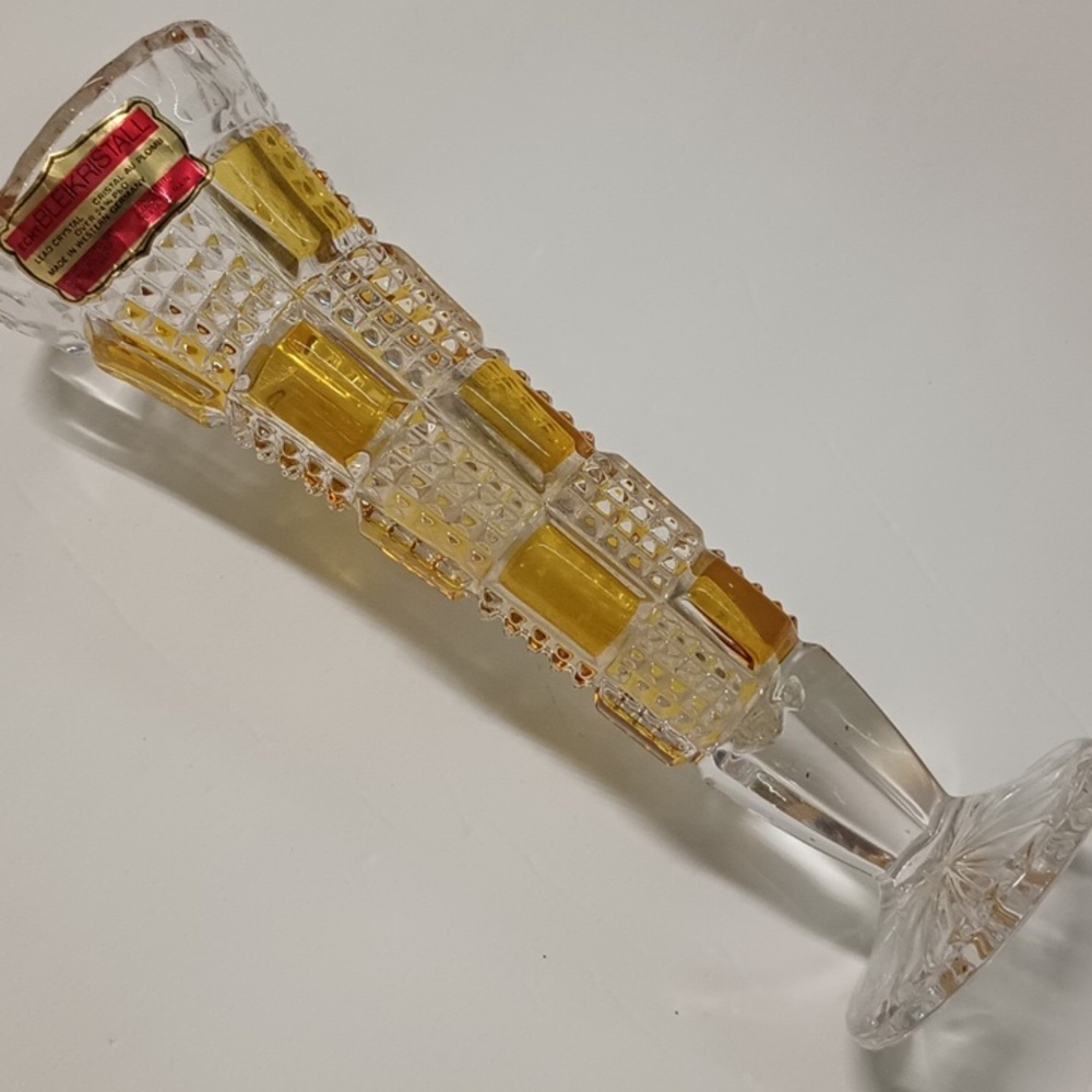 Echt Bleikristall Vintage Lead Crystal Footed Bud Vase 8" Germany